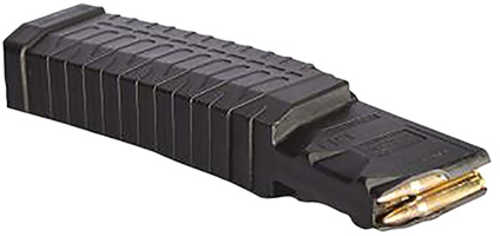 Handgun magazine loaded with visible cartridges