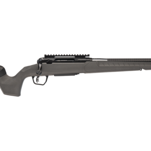Bolt-action rifle with synthetic stock and scope rail