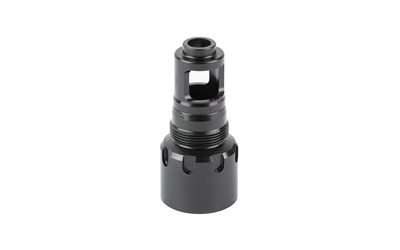 Black metal cylindrical muzzle device component
