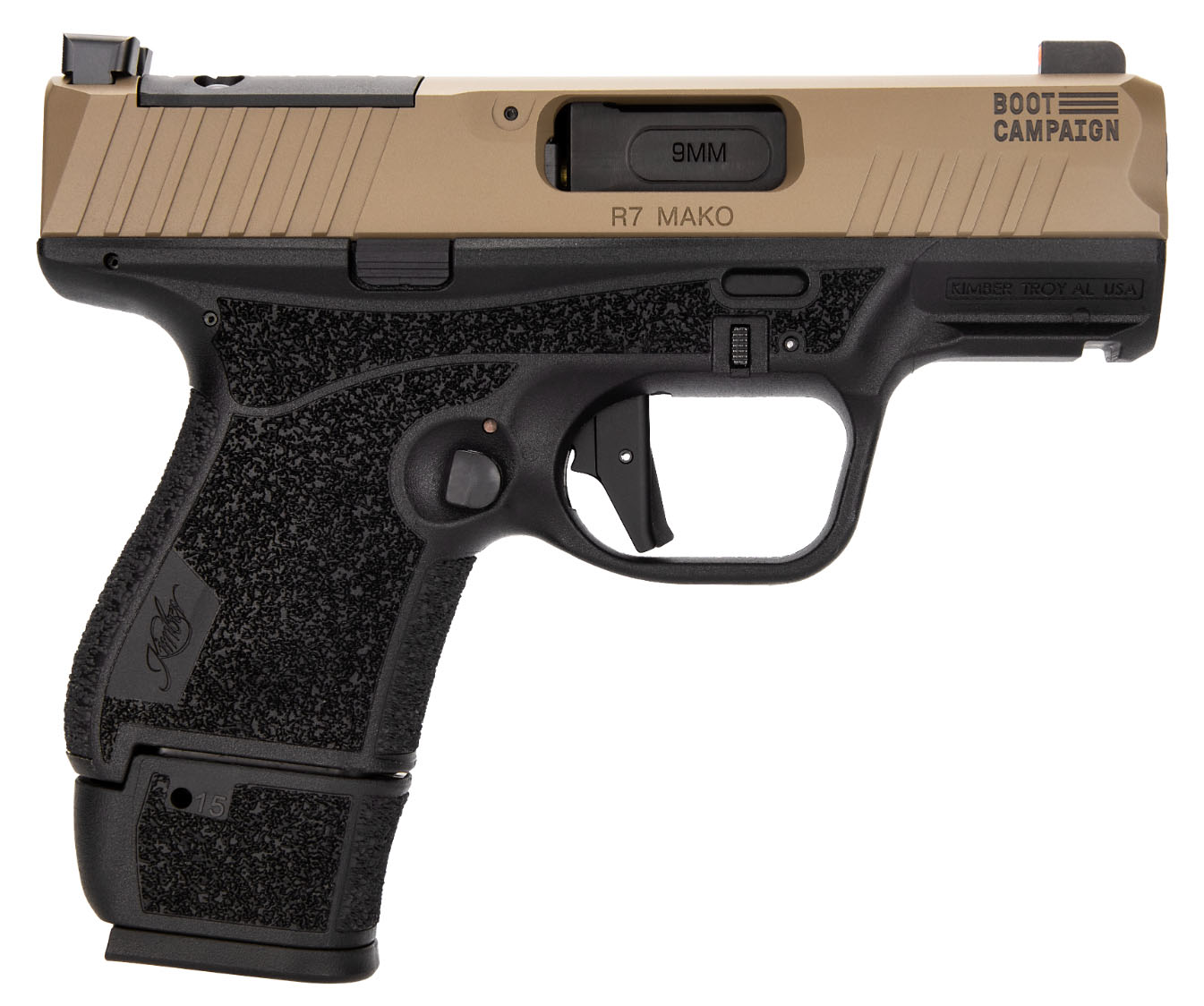 Kimber R7 Mako 9mm handgun, tan slide