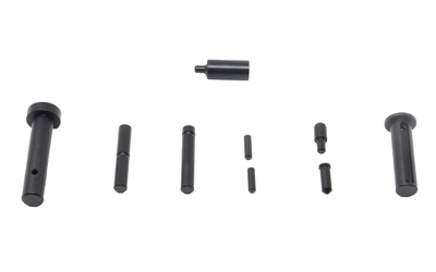 Assorted black metal pins and fasteners