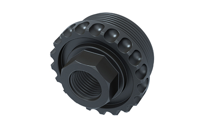 Black metal threaded gear with hex center
