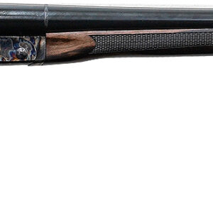 Over-under double-barrel shotgun with wooden stock
