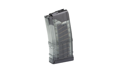 Translucent rifle magazine on white background