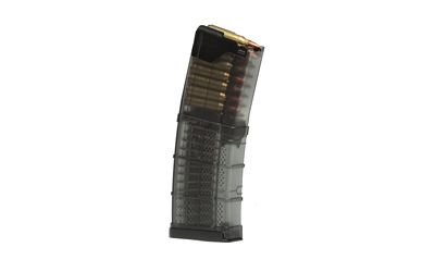Transparent rifle magazine loaded with cartridges