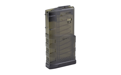Translucent rifle magazine with visible ammunition rounds