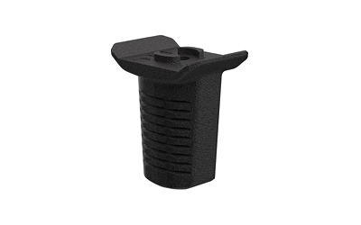 Black plastic plug with ridged body and tab