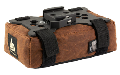 Brown canvas bike saddle bag with mounting bracket