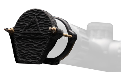 Black textured teapot with brass accents