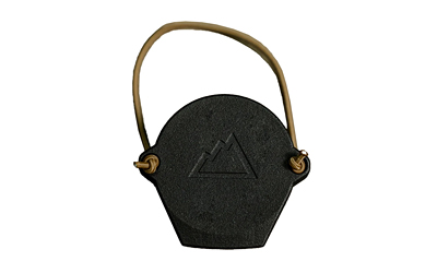 Small black cauldron with handle and triangle symbol
