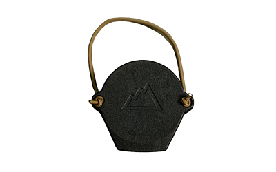 Small black cast iron pot with handle