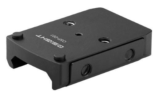 Black metal camera mounting plate with screw holes