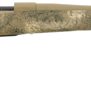 Camouflage bolt-action rifle isolated on white background