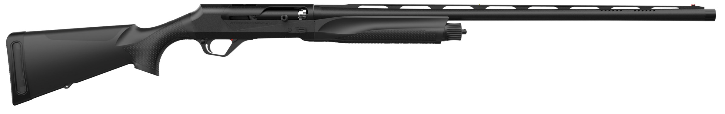 Black pump-action shotgun isolated on white background