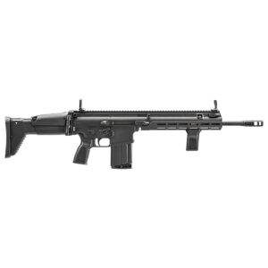 Black modern semi-automatic rifle on white background