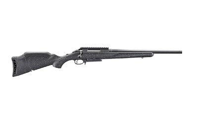 Black bolt-action rifle on white background