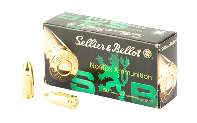Sellier & Bellot 9mm NonTox ammunition box and bullets