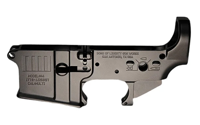 Engraved AR-15 lower receiver on white background