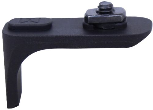 Black metal mounting bracket with bolt