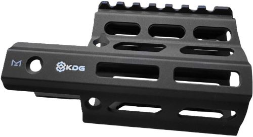 Black aluminum rifle handguard with Picatinny rail