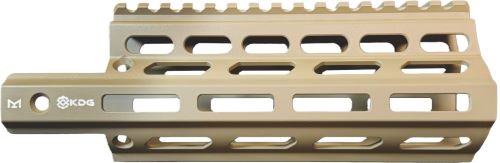 Tan M-LOK rifle handguard with slots