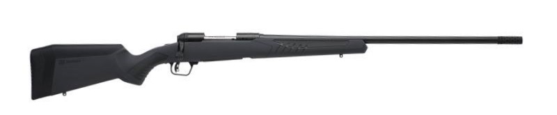 Black bolt-action rifle on white background