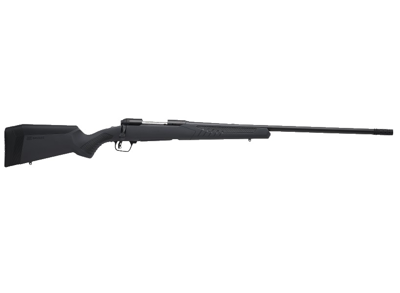 Black bolt-action rifle on white background