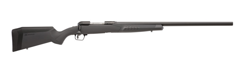 Black bolt-action rifle on white background
