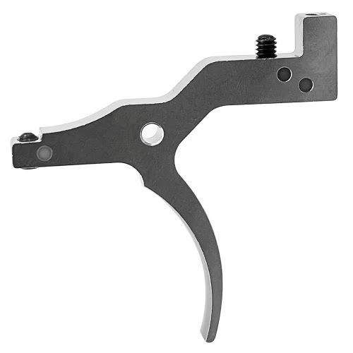 Metal firearm trigger component with screw and holes