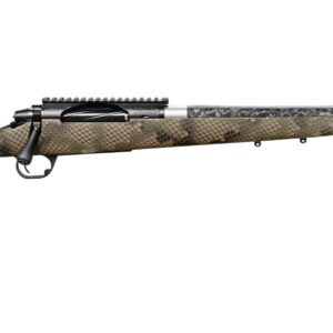 Camouflage bolt-action rifle with carbon fiber barrel