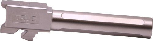 Stainless steel pistol slide with engraved TRUE