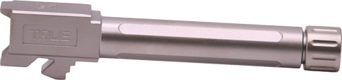 Stainless steel pistol barrel with threaded muzzle