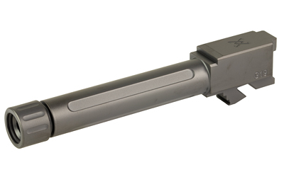 Threaded pistol barrel on white background