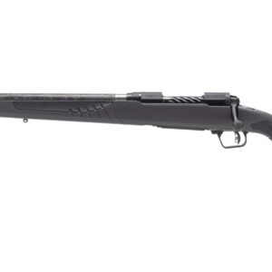 Black bolt-action rifle on white background