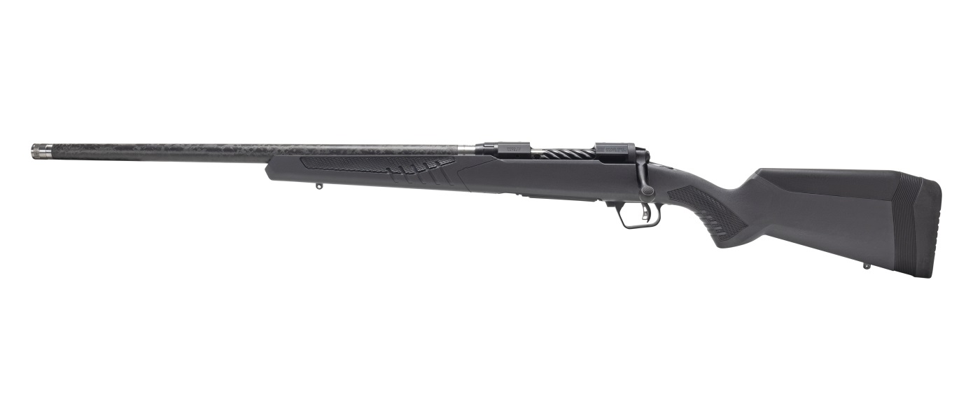 Black bolt-action rifle on white background