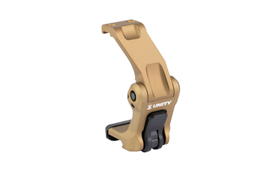 Tan metal mounting bracket with roller wheel