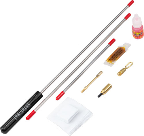 Gun cleaning kit with rods and accessories