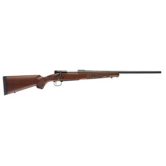 Bolt-action rifle with wooden stock