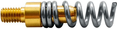 Metal spring attached to brass threaded fitting