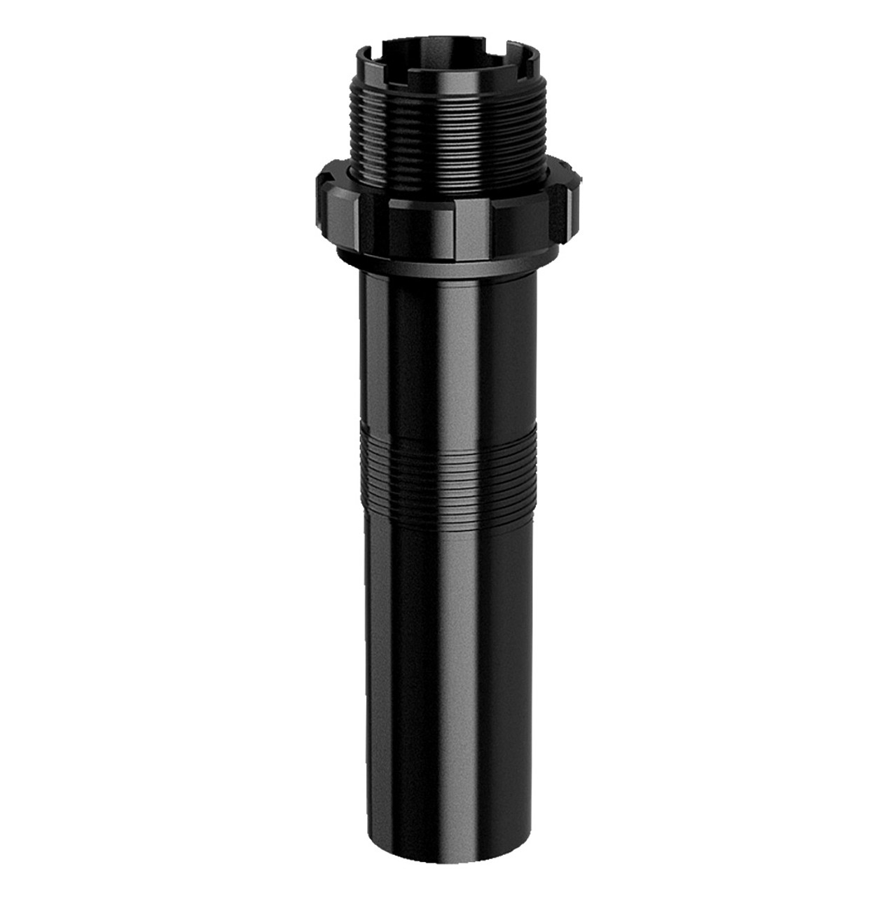 Black threaded metal cylindrical mechanical component