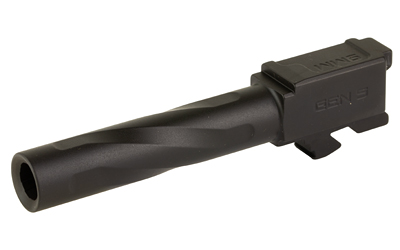 Black spiral-fluted pistol barrel on white background