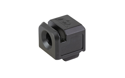 Black plastic mounting block with circular hole