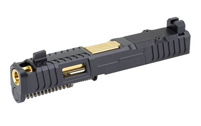 Black and gold pistol slide assembly