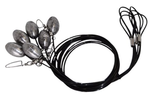Fishing sinkers with wire leaders and swivels