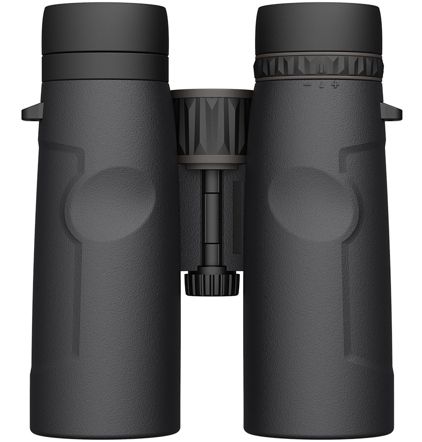 Black binoculars front view isolated on white