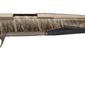 Camouflage bolt-action hunting rifle with long barrel
