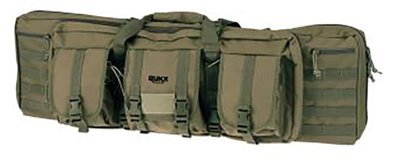Olive green tactical range bag with multiple compartments