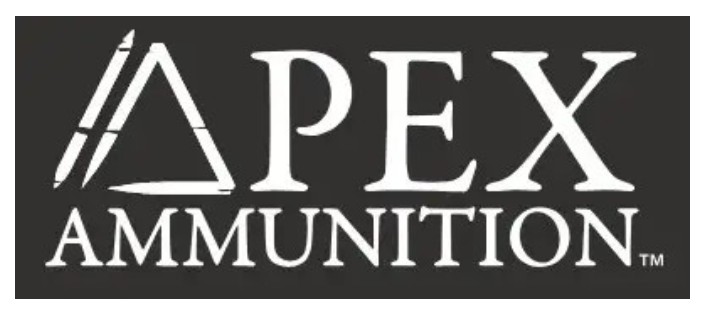 Apex Ammunition logo with bullet triangle icon