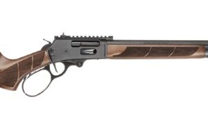 Lever-action rifle with wooden stock and barrel
