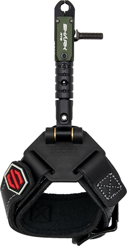 Archery wrist release aid with black strap